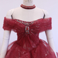 Fairy Off-Shoulder A-Line Red Evening Dress, Sparkling Dress Ball Gown Wedding Dress Y7676