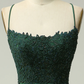 Mermaid Halter Dark Green Long Prom Dress with Appliques Beading Y1858