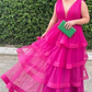 A-line V Neck Tulle Layered Prom Dress  Y4053