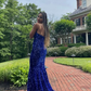 Royal Blue Mermaid Sequins Prom Dress Graduation Dress Black Girls Prom 8th Grade Prom Y495