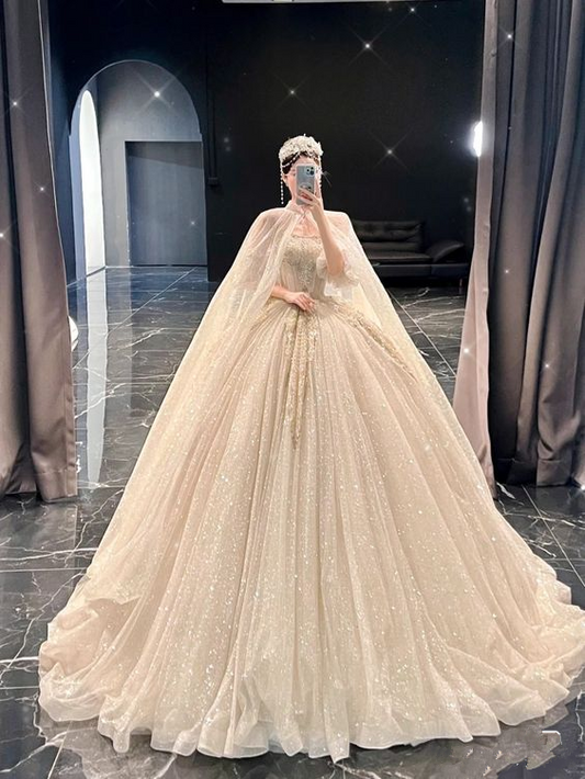 Luxurious A-line Puffy Wedding Dress,Bridal Gown Y6800