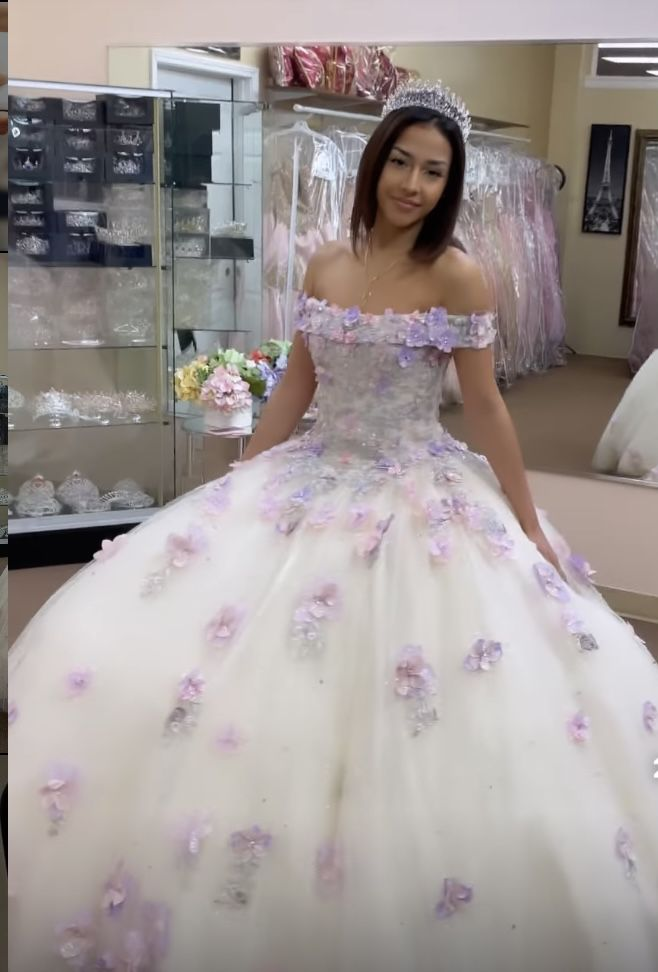 Stunning Off The Shoulder Floral Applique Quinceanera Dress Ball Gown Sweet 16 Dress Y4513