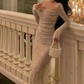 Vintage Mermaid Lace Prom Dress Elegant Apricot Square Collar Evening Party Gown Y7572