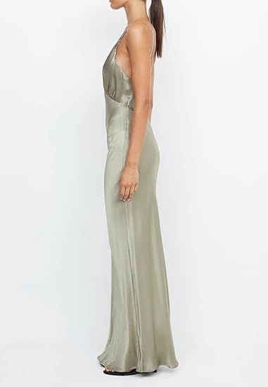 Sexy V Neck Yellow Satin Evening Dress Long Prom Dress Y7882