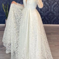 Long Sleeve A Line V Neck Lace Wedding Dress Bridal Gown Y5003