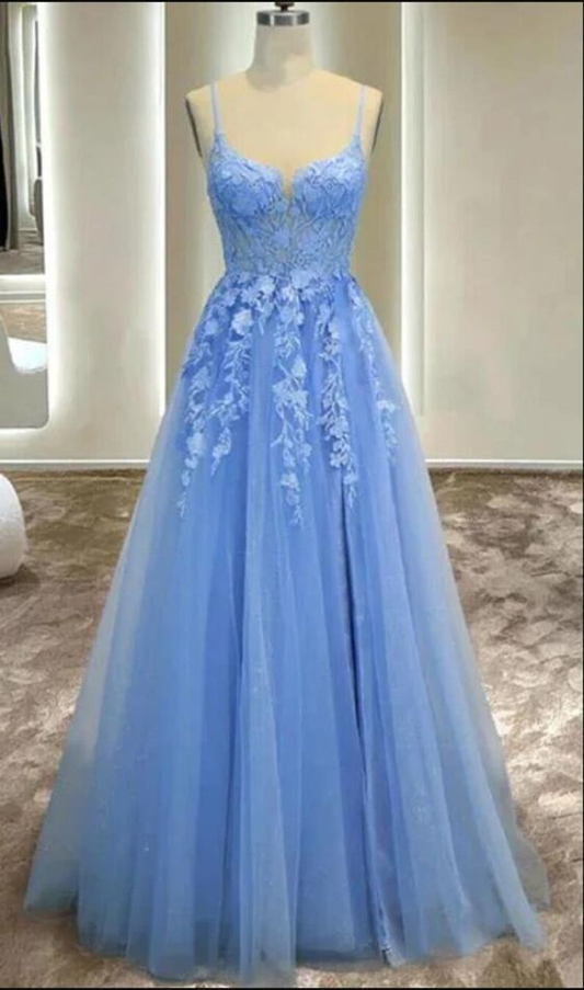 Light Blue Girls Formal Dress Prom Dress A line Long Party Dress For Girls  Y6812