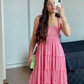 Simple Pink A-line Prom Dress,Pink Maxi Dress Y7124