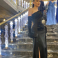 Elegant Black Sheath Prom Dress With Slit Y6702