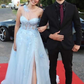 Light Blue One Shoulder Long Prom Dress Y6192