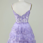 Straps Lavender Sequins Corset Layered Homecoming Dress Y2907