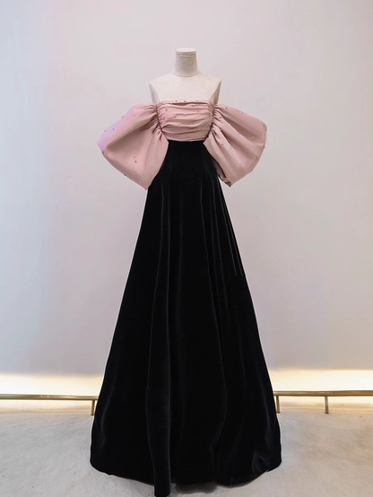 Pretty Off The Shoulder Velvet Satin Long Prom Dress Evening Dress Y7611