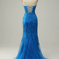 Mermaid Sweetheart Royal Blue Long Prom Dress with Criss Cross Back Y4287