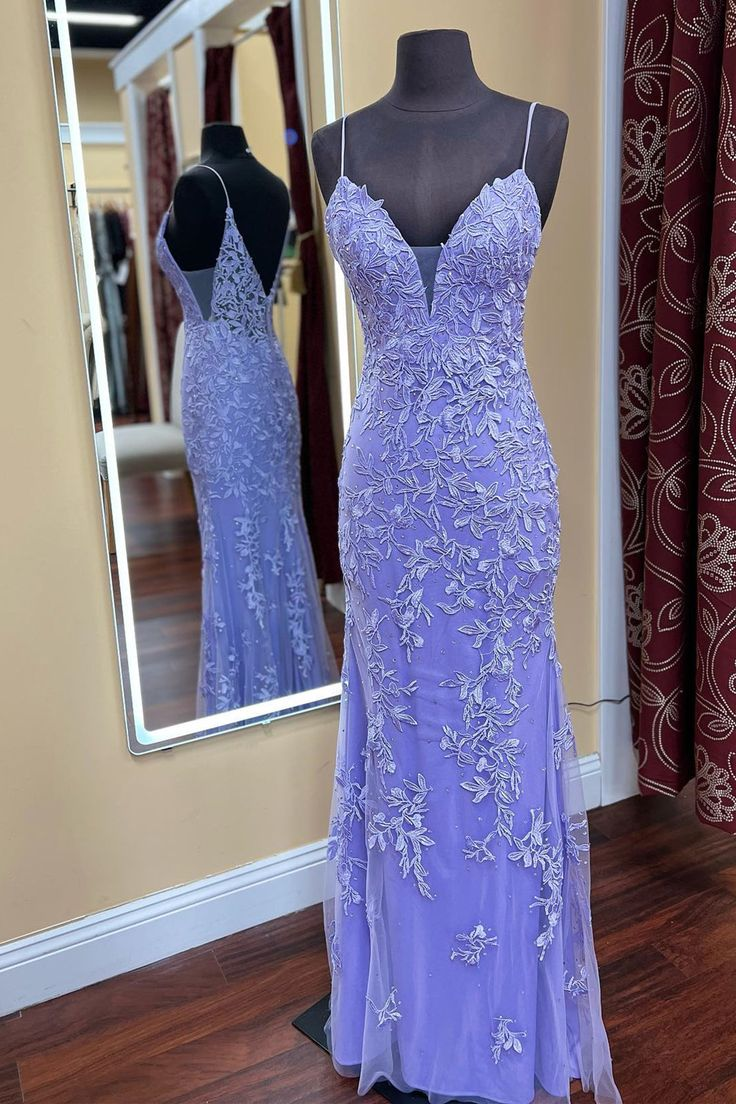 Lace Appliques Mermaid Straps Long Prom Dress Y7380