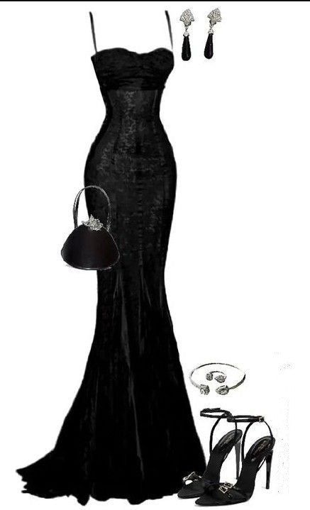 Sexy Black Lace Mermaid Evening Dress Classy Prom Dress Y7836