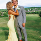 Elegant Light Yellow Mermaid Prom Dress With Train,Light Yellow Evening Dress Y5319