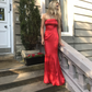 Elegant Red Strapless Mermaid Prom Dress, New Prom Gown Y4926