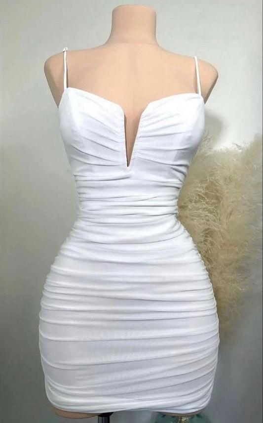 Cute White Straps Homecoming Dress,Sexy Bodycon Dress Y1917