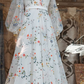French Elegant Floral Chiffon Long Sleeve Bridal Dress ,V Neck Wedding Dress Y2065