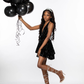 A-line Black Sequin Homecoming Dress,Black Birthday Party Dress Y4601