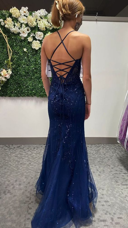 Glitter Mermaid Prom Dress With Lace-up Back,Sparkly Evening Dress Y5223