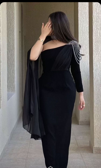 Chic Black Evening Dress,Black Formal Gown Y4886