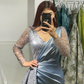 Charming Long V-Neck Long Sleeves Mermaid Prom Dress Mother Of The Bride  Y4489
