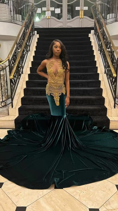 Prom dress mermaid,black girl prom dress,mermaid dress, African mermaid dress Y4339