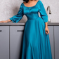 Simple Pure Color A-line Long Sleeves Evening Dress Y5809