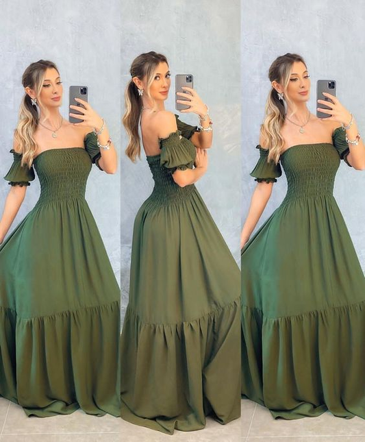 Elegant Olive Green A-line Prom Dress,Summer Maxi Dress Y6252