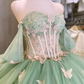 Stunning Green Tulle Princess Dress With Butterflies,Ball Gown,Sweet 15 Dress  Y5462