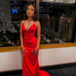 Elegant Red Mermaid Evening Dresses,Backless Party Dress for Wedding Y6250