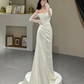 Princess Simple Dress, Ivory Prom Dress, Evening Dress, Feminine Party Dress, Wedding Dress  Y6863
