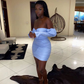 Sexy Blue Birthday Outfit Dress For Black Girls,Blue Short Homecoming Dress Y1890