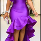 Elegant Women Ruffles One Shoulder Tiered Hem High Low Prom Dress Y6072