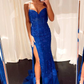 Royal Blue Lace Mermaid Long Prom Dress with Slit Y5728