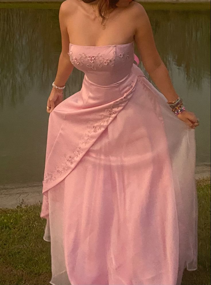 Pink Strapless Beaded Prom Dress Evening Dress Y7743