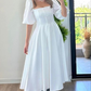 Retro Style White Square Neckline A-line Prom Dress Y6867
