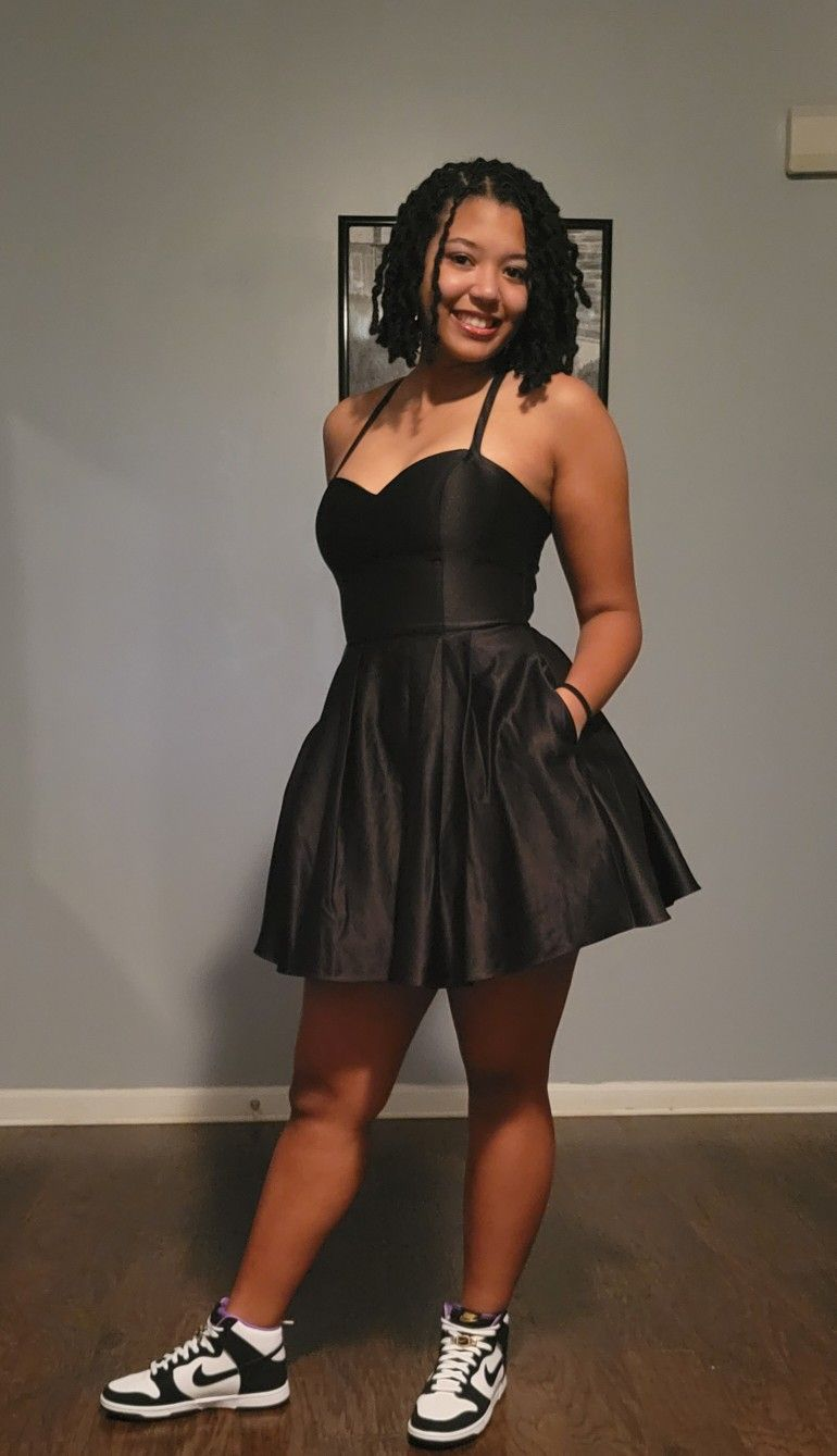 Black A-line Homecoming Dress,Black Short Dress ,Y2449