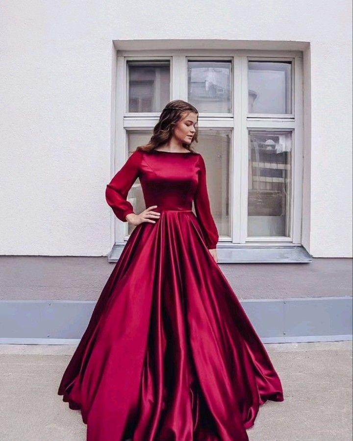 Modest A-Line Long Sleeves Prom Dress,Wedding Guest Outfit  Y5002