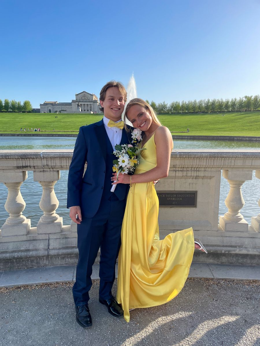 Classic Yellow A-line Satin Long Prom Dress,Yellow Senior Prom Dress Y4211