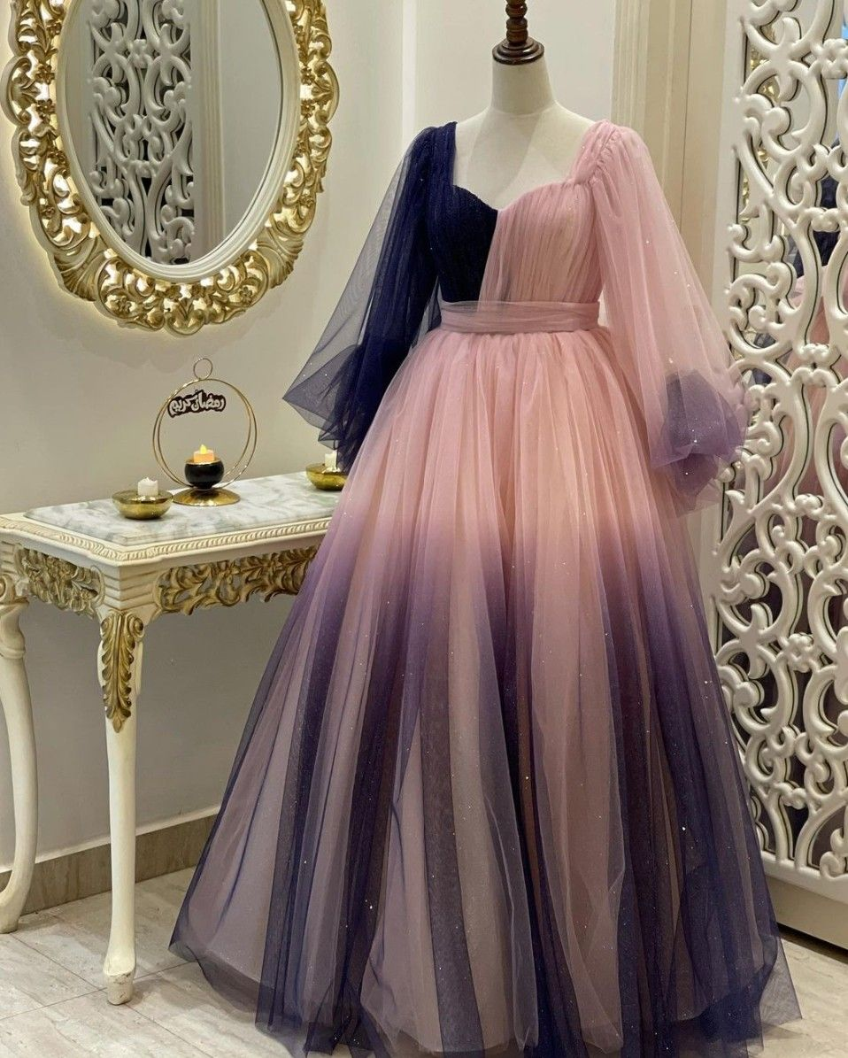 Unique A-line Ombre Tulle Prom Dress,Princess Dress  Y4897