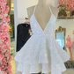 Cute A-line White Sequins Homecoming Dress,White Party Dress  Y2154