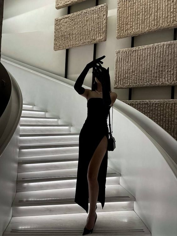 Sexy Black Strapless Prom Dress With Side Split Y4535