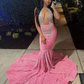 Gorgeous Pink Beaded Sequins Evening Dress Mermaid Prom Dress Y8016