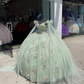 Mint Green Quinceanera Dresses With Cape 3D Flowers Sweet 15 Birthday Ball Gowns Y4480