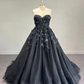 Stunning, Alternative Black Gown, Off The Shoulder Ball Gown Gothic Unconventional Wedding Dress,Y2477