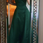 vintage emerald green satin gown prom dress Y7325