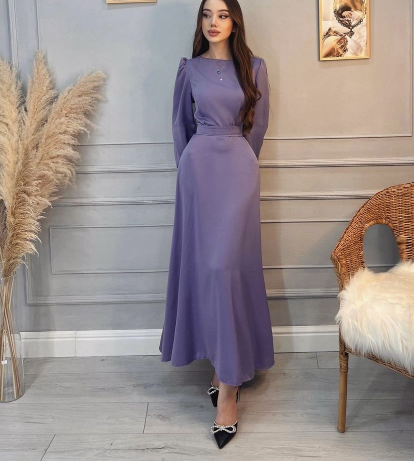 Women Formal Party Dresses Long Sleeves O-Neck Ankle Length Modest Evening Prom Dress Night Club Gown Y4638