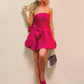 Strapless A-line Satin Homecoming Dress with Bow  Y2987
