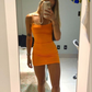 Orange Tight Homecoming Dress,Sexy Orange Bodycon Dress Y3006